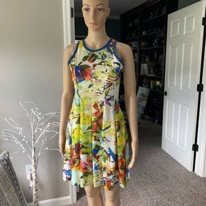 Parker Fit Flare Floral Yellow Green Dress